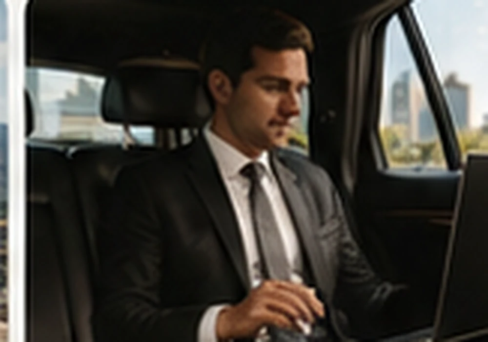 Corporate traveller using a premium vehicle service