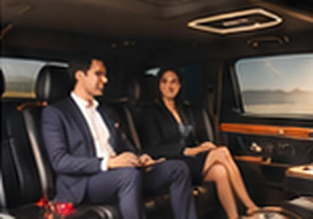 Clients travelling in a premium private shuttle